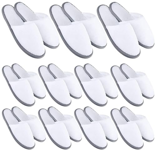 Chaussons d'Hôtel Antidérapants en Polaire Corail Doux, 10 Paires de Pantoufles pour Invités, Lavables et Réutilisables pour Femmes et Hommes - Voyage, Spa, Maison