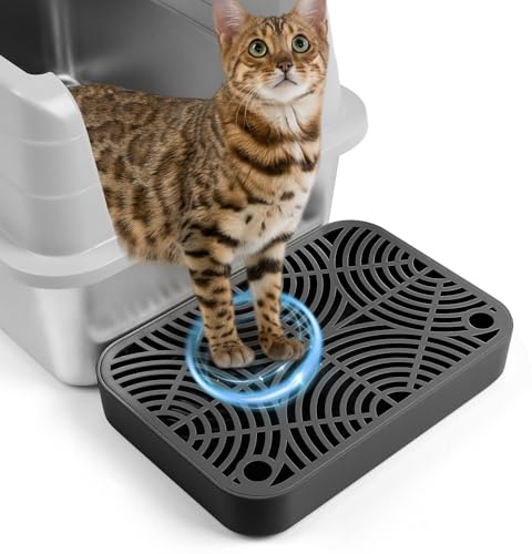 Bartuke Scala in plastica per gatti, rampa con funzione di filtro, pedale per filtro della lettiera per gattini e gatti anziani, lettiera automatica autopulente (Nero)