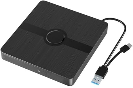 AYJYZHIAG Reproductor portátil Externo 2 en 1 USB 3.0 CD DVD Lectura/Escritura Bruner Compatible con Win11/10/8/7, Mac OS