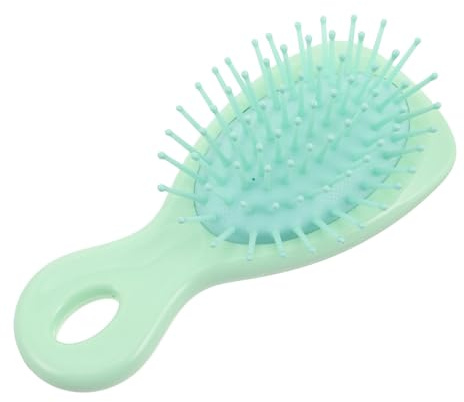 Gogogmee Mini Cepillo Cojín Masajeador para Cabello Largo, 1 Unidad, Tamaño Mini, Ligero y Portátil, para Niños y Niñas, Cuidado del Cabello en Casa Viaje, Color Verde Caja de Pvc