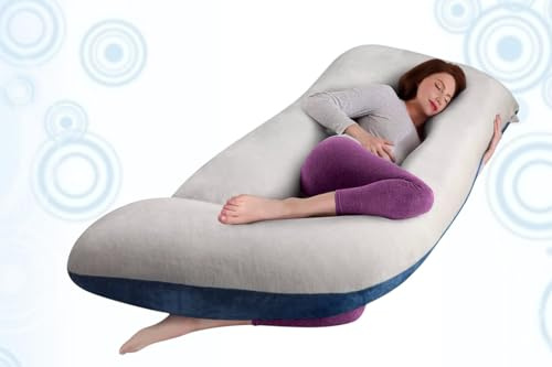 Bellonio Pregnancy Pillow for Sleeping, 140-150 cm G-U-J Shape Full Body Pillow and Maternity Pillow - for Back, Hips, Legs, Belly for Pregnant Women with Removable Washable Velvet Cover