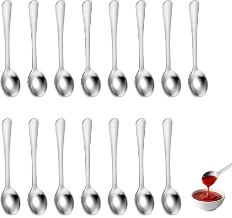 15 cucharas de espresso pequeñas, de 7,5 cm, de acero inoxidable, pequeñas y bonitas, para especias, sal, miel, cucharas de café expreso (plata)