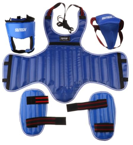 LIXSAZSE Conjunto de protección para Adultos para Kickboxing, Boxeo y Sanda. Equipado con Espuma de Densidad y Correas Totalmente Ajustables. Incluye Casco, Protector Cabeza, espinilleras y