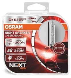 Osram Xenarc Night Breaker Laser D1S, +200% mehr Helligkeit, HID Xenon-Scheinwerferlampe, 66140XNL-HCB, Duo Box (2 Lampen)