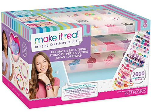 Make It Real 2901701 Ultimatives Perlenstudio, DIY Schmuckset mit 2600 Perlen in praktischer Aufbewahrungs-Box, Schmuck selber basteln für Kinder
