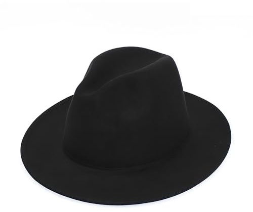 SYBL Unisex Black Felt Fedora Hat, Classic Wide Brim Panama Hat for Fashion
