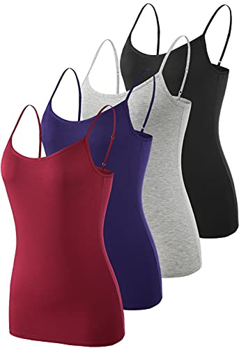 vislivin Femme Débardeur Bretelles Spaghetti Ajustable Camisole de Base Camis Débardeur