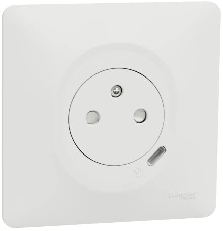 Schneider Electric - Ovalis - Combi 2P+T 16A affleurante + Prise chargeur USB-C 10,5W - connex. auto - Blanc - S320089
