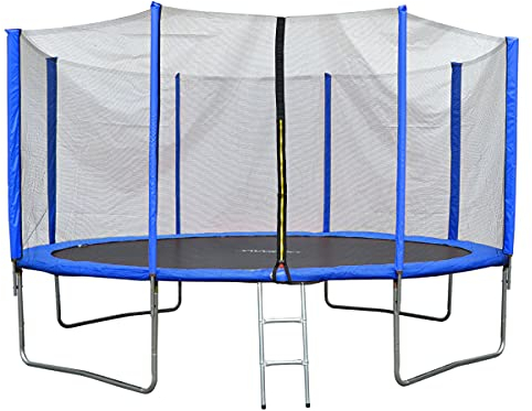 EVRE Trampoline 8ft Blue with Zipped Safety Enclosure Ladder Steel Frame Safety Pad TÜV Rheinland Certified Kids and Adults 244cm