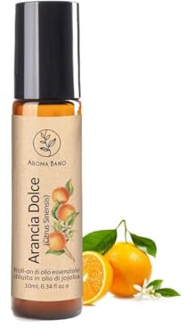AROMA BANO Söt Apelsin Eterisk Olja Roll-On 10ml med Ren Jojobaolja – 100% Naturlig för Aromaterapi – Citrusdoft, Kroppsolja & Naturlig Parfym – Färdig att Använda