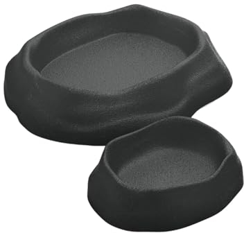 JISADER 2 x Reptiliennapf, Futter- und Wasserspender für Reptilien, dekorativer Amphibien-Futternapf, Reptilien-Futternapf für Frosch, Schildkröte, grau