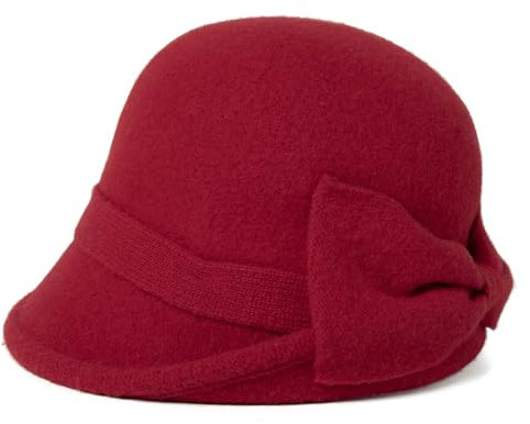Comhats 61% Wolle 1920s Retro Fedorahüte Kirche Hüte Wintermütze Frauen Filzhut Damen Klassisch Bowler Hut Rot M