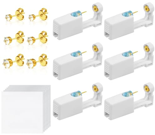 Aucuu Perceur d'oreille, 6pcs Pistolets de Piercing, Pistolets de Perçage d'oreille, Kit Piercing Oreille, Outil auto-perçant, pour Femmes Hommes