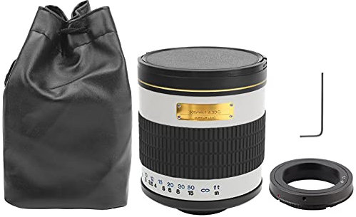 Telephoto Prime Lens, 500mm F6.3 Super Telephoto Mirror Lens Manual Zoom Super Telephoto Lens Fit for AF Mount DSLR Camera (White)