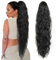 TUONYIS 66 Cm Negro Coleta Postiza,Coleta Postiza Larga con Pinza,Extensiones de Cola de Caballo Onduladas con Cordón Largo y Rizado Postizo Sintético Ondulado para Mujeres para Uso Diario (Negro)