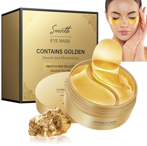 60 Pcs Collagene Patch Occhi,Maschera per Gli Occhi,Patch Occhiaie e Borse,Maschera per il Trattamento Sotto Gli in Oro,Rimuovi Borse e Puffiness, Anti-Rughe e Anti-Occhiaie