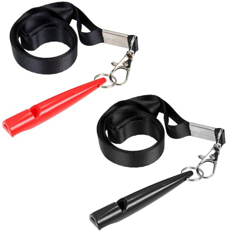 SYF-UN 2 Pcs Professional Dog Whistle 210.5, Plastic Dog Training Whistles with Lanyard, High Pitch Dog Whistles for Recall Bark Control (Black,Red)