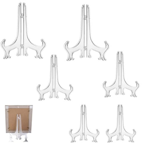 6 Pezzi Porta Piatti da Esposizione Trasparente Plastica Cavalletto Cavalletti per Tavolo per Immagini Casa Matrimonio Decorazione