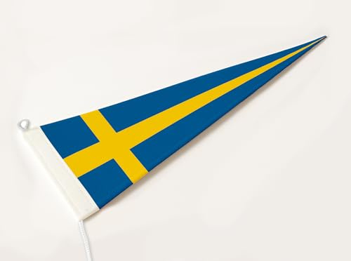 FLAGLY Premium Långväv Sverige 115g/m² Tygvikt, robust och väderbeständigt glanspolyester - Väv Sverige, flaggstångstillbehör (150x40 cm)