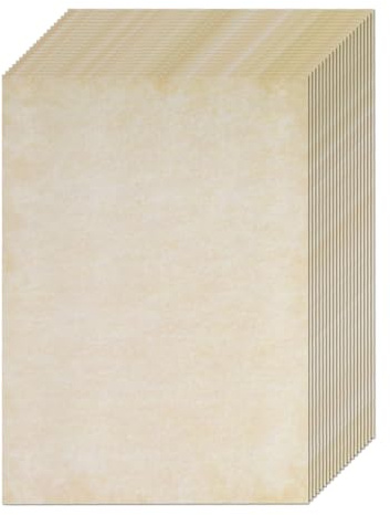 70 Fogli diCarta Kraft Antica, Carta da Lettere Vintage DIN A4, Carta Cancelleria Vintage Doppia Faccia Formato Vecchia Simile Alla Cartas Pergamena per Scrivere Stampare Lettere (Giallo pallido)