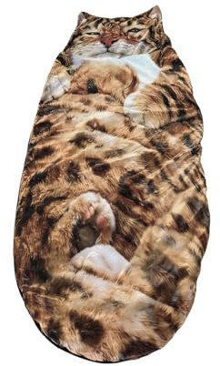 Saco de Dormir con Forma - Lavable y cálido - Saco de Dormir Tipo sobre con Estampado de Gatos | para Suelo Interior, Cama, sofá, salón, Exterior, Viajes y Acampada