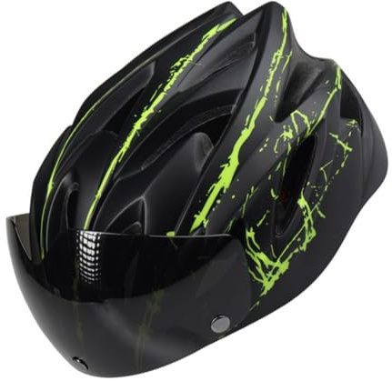 ROMISBABA Casco da Ciclismo Nero con Occhiali Magnetici Protettivi, Design alla Moda e Facile da Trasportare per Uomo e Donna in Gare e Ciclismo su Strada