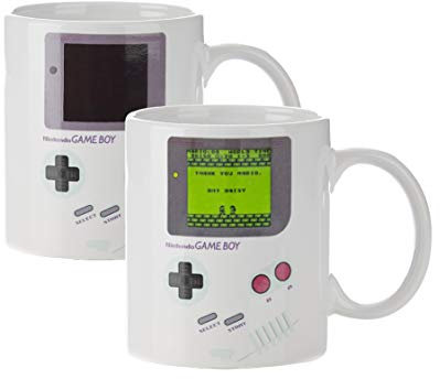 Tasse Changeante de Chaleur Gameboy - Cadeau Officiel pour Gamers, Nerds, Fans de Nintendo Mario, Hommes, & Enthousiastes Rétro des Années 90, 290ml (10 fl oz), Noir
