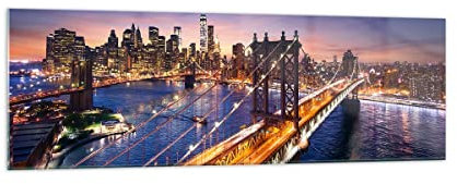 Moderne Impression sur Verre 160x50cm Image Tableau en Verre Decoration Murale Usa america new york manhattan Grand XXL Tableaux Decoratifs Muraux Chambre Panoramique Deco Salon Art GAB160x50-2820