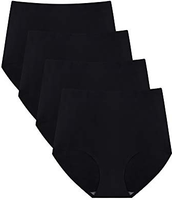 FallSweet No Show High Waist Briefs Underwear for Women Seamless Panties,Pack of 4 (Black4, L)