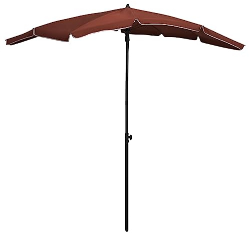 vidaXL Sonnenschirm mit Mast Kurbelsystem Gartenschirm Ampelschirm Balkonschirm Strandschirm Marktschirm Schirm Terrasse 200x130cm Terracotta-Rot