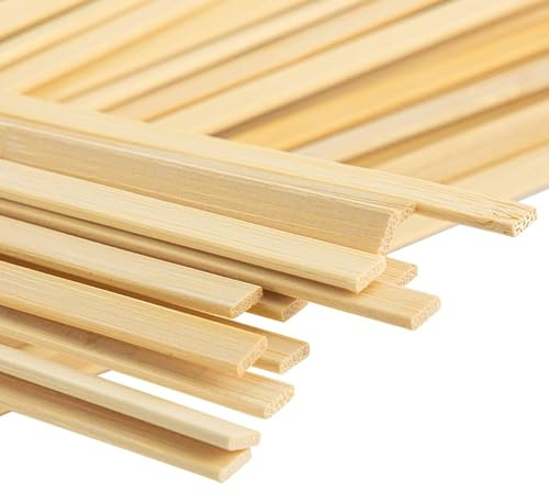 ABACHI WOOD-100 Palitos de madera natural, para manualidades, (40 x 0,6 x 0,25 cm), Packs (30/60/100)