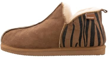 Shepherd of Sweden - Chaussons Annie en peau de mouton - Pour femme - 100% peau de mouton véritable - Confortables - Doux et chauds - Moelleux, Tigre châtaignier, 40 EU