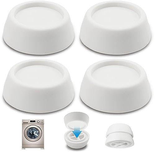 VooGenzek 4 Stücke Anti-Vibration Gummifüße für Waschmaschine & Trockner, Universal Anti Vibrationsdämpfer, Universal Schwingungsdämpfer, Vibrationsdämpfer Gummi Füße (Weiß)