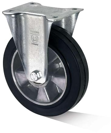 WIKO Roulettes de transport pour charges lourdes - 200 mm - Roulettes pivotantes avec frein - Roulettes en caoutchouc aluminium - Jusqu'à 400 kg - Roulettes fixes