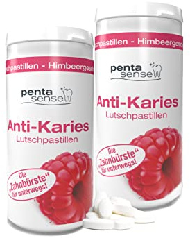 PentaSense® - Xylit Anti Karies klubbprostiller med hallonsmak mot plack och syra hjälper till att bevara emaljen – 2 x 150 stycken