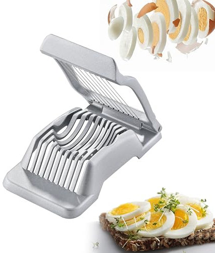 LCCOWOT Eierschneider für hart gekochte Eier, robuster Erdbeerschneider, Edelstahl-Drahtbecherschneider mit Aluminiumkörper, perfekt für Eier, Obst, Spam, Pilz und mehr