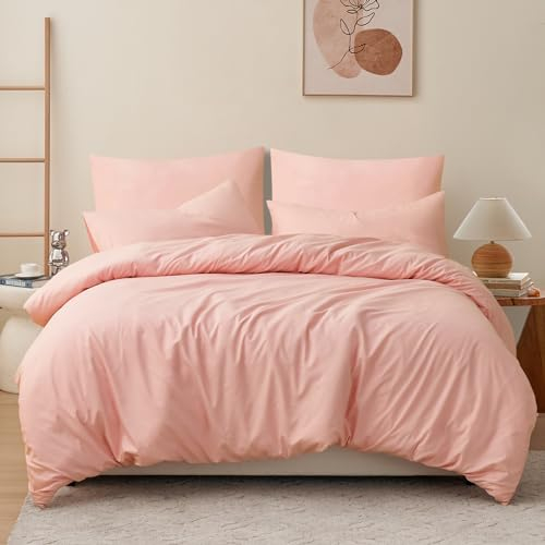 RUIKASI Bettwäsche 200x220 3teilig Rosa - Pink Mikrofaser Bettwäsche-Sets Oeko-TEX, Bettbezüge 200 x 220cm + 2 Kissenbezüge 80x80cm mit Reißverschluss, Weich und Bügelfrei