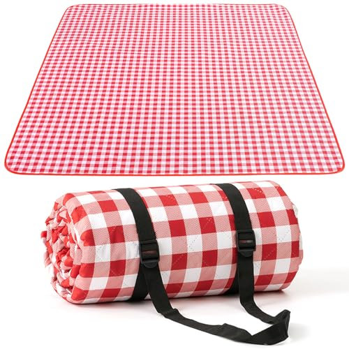 Bibykivn 200x200 cm Riesige wasserdichte Picknickdecke, Für 2-4 Personen, mit Tragegriff. Ideal für Park, Garten, Strand & Rasen