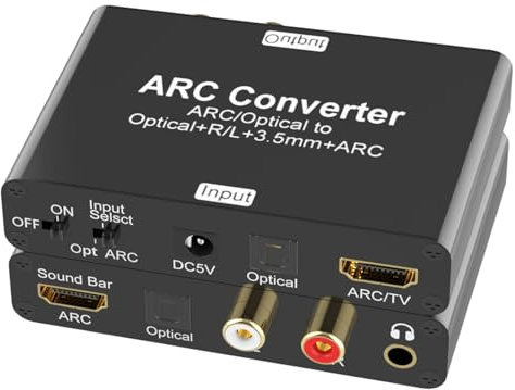 HDMI ARC Audio Extraktor 192kHz DAC Audio Wandler, Tendak ARC/Optical Toslink SPDIF zu SPDIF Cinch L/R 3,5mm Aux Stereo Audio Adapter, HDMI ARC Audio TV Adapter und Digital zu Analog Audio Konverter