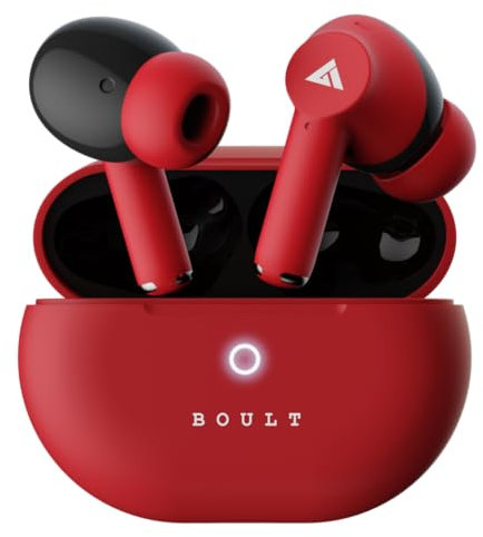 Boult Newly Launched Audio K40 True Wireless in Ear Earbuds with 48H Playtime, 4 Mics ENC, 45ms Low Latency Gaming, Breathing LEDs, Made in India, 13mm Drivers Bluetooth Ear Buds TWS (Berry Red)