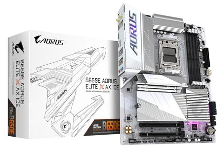 GIGABYTE B650E AORUS Elite X AX ICE AM5 LGA 1718 AMD B650 ATX Motherboard with 5-Year Warranty, DDR5, 3X M.2, PCIe 5.0, USB 3.2 Gen2X2 Type-C, WiFi 6E, 2.5GbE LAN, Q-Flash Plus, EZ-Latch Plus