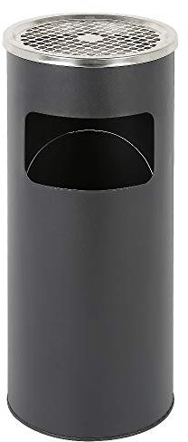 Cenicero sobre pie exterior con basura, cubo interior de 30 l, cubo con contenedor de residuos superior extraíble para interior/exterior, dimensiones totales (Ø x H): 25 x 60 cm. (negro-1 unidad)