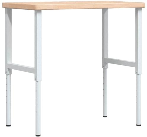 vidaXL Arbetsbänk 100x60x(73-99,5) cm massiv ek rektangulär, arbetsbord, arbetsstation, arbetsbänk, träbänk, träbänk, träarbetsbord, metallbänk