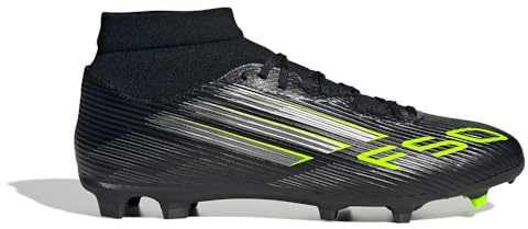 Adidas Unisex Adulto F50 League Mid Firm Ground/Multi Ground Football Boots, Core Black/Iron Metallic/Lucid Lemon, 42 EU