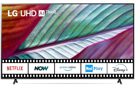 LG webOS UHD UR78 TV 86 pollici, Smart TV 4K, Ultra HD, Processore α5 Gen6, HDR10 Pro, Filmmaker Mode, Game Optimizer, Wi-Fi, webOS 23, Alexa, Sports Alert, 3 HDMI, 2 USB, 86UR78006LB