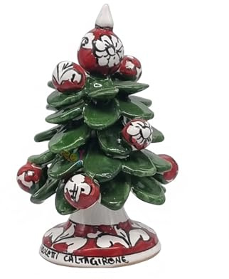 sicilia bedda - ALBERO DI NATALE IN CERAMICA DI CALTAGIRONE - Prodotto Artigianale - Decoro e Colori Assortiti (Verde, 12x7)