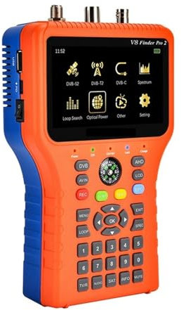 Receptor de satélite V8 Finder Pro DVB-S2 DVB-T2 DVB-C AHD H.265 Medidor de satélite Buscador de satélite para Antenas de Sistemas de Recepción Remota