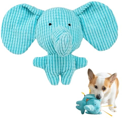 Hundespielzeug, hundespielzeug unzerstörbar, hunde kuscheltier für aggressive Kauer, kleine, mittelgroße und große Rassen, quietschendes Plüsch-Spielzeug, Welpen-Kauen, interaktiv, Blauer Elefant