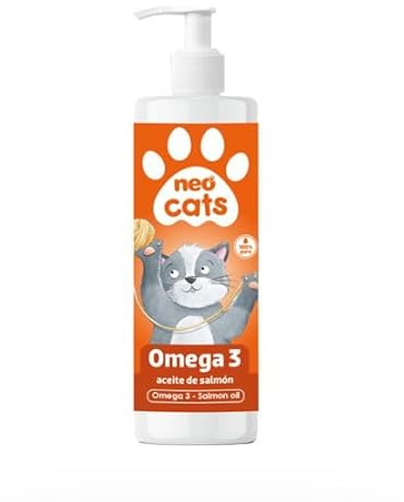 NEO CATS - Complemento Nutricional Líquido Omega 3 para Gatos - con Aceite de Salmón Puro - Refuerza Las Defensas, Aporta Vitalidad, Mejora la Movilidad, el Pelaje y la Función Cognitiva - 300 ml