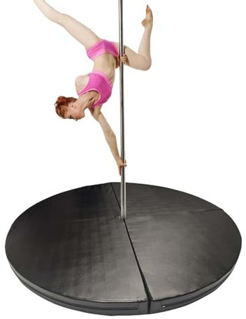Pole-Dance-matta, tjock fallskyddsmatta för Pole Dance – 160 cm vikbar Pole-Dance-matta för hemmagym, yoga och lyra-hoop-skydd – svart, perfekt säkerhetsmatta för vuxna (6